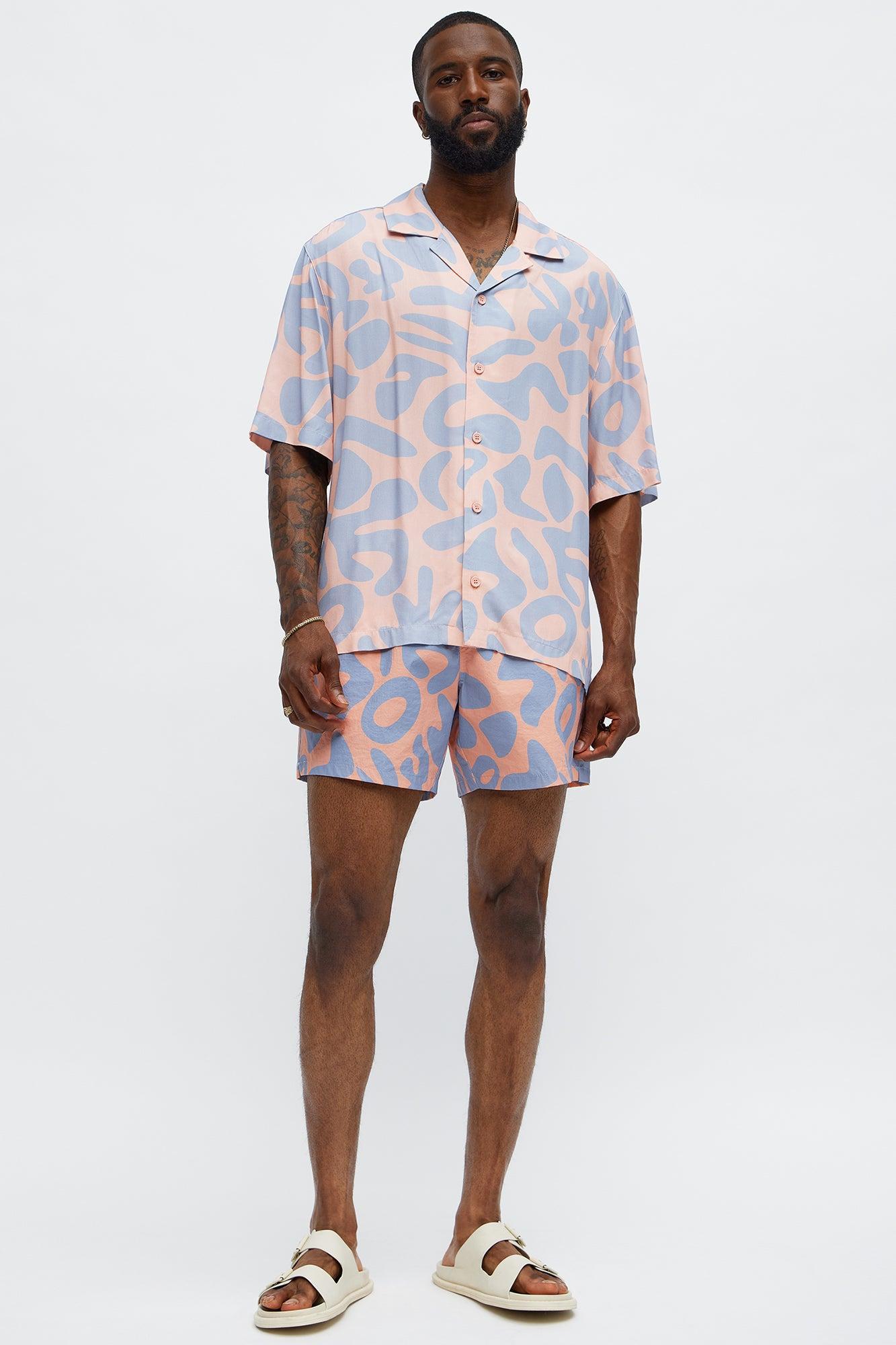 Relaxed Chateau Abstract Button Up Shirt - Pink/combo Product Image