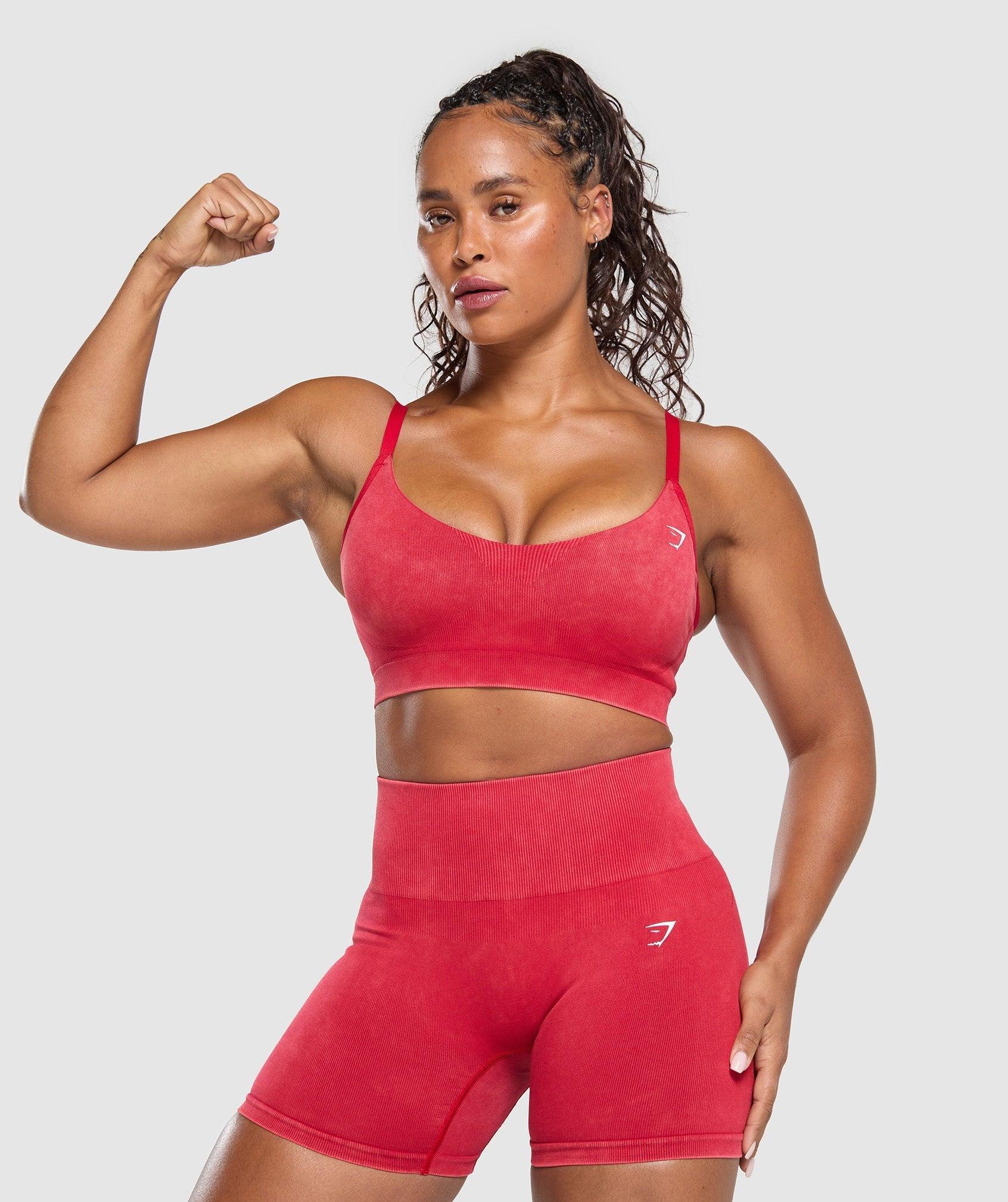 Gymshark Gains Seamless Washed Sports Bra - Carmine Red Female Product Image
