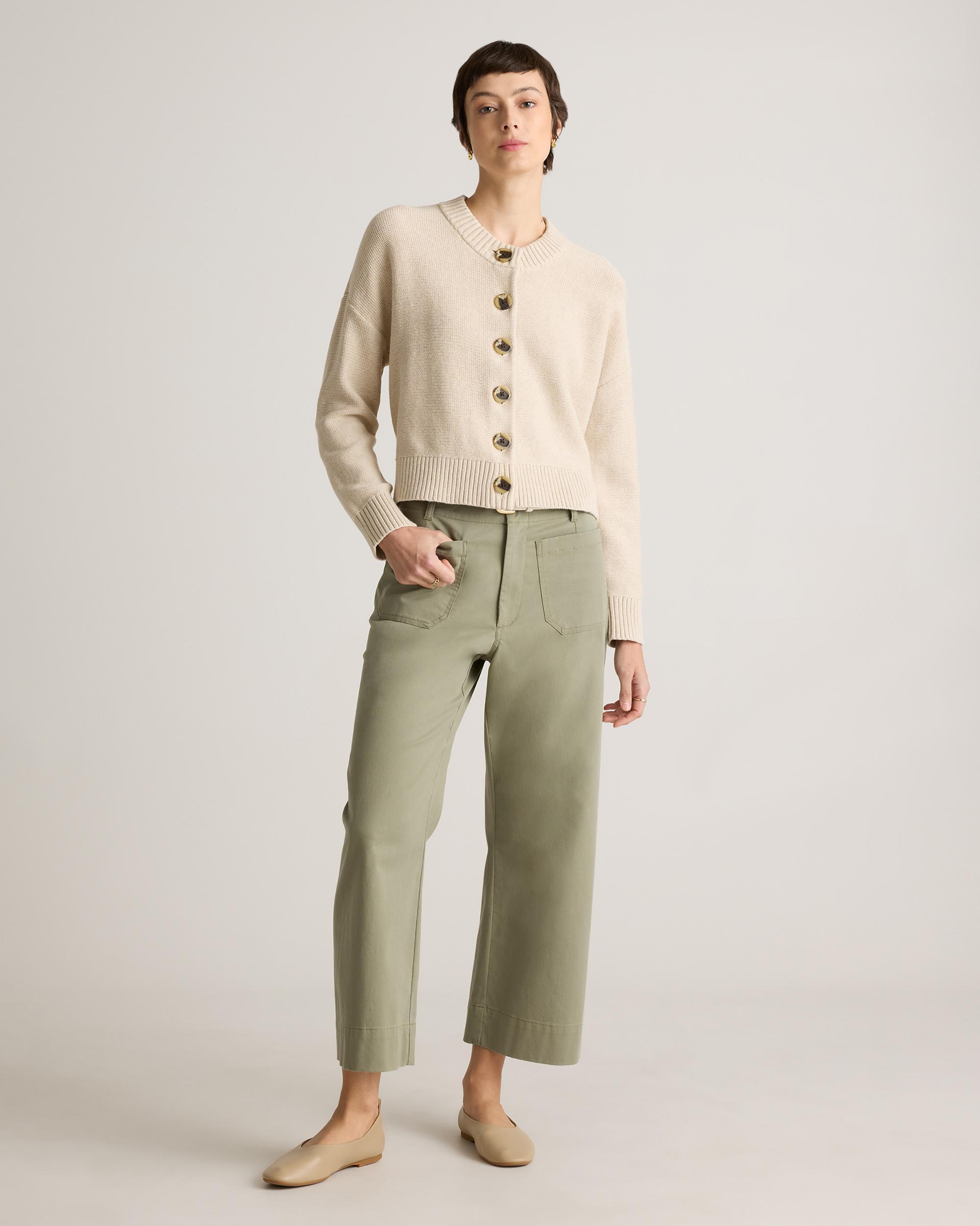 Quince | Women's Cropped Cardigan Sweater Size XS, Organic Cotton Product Image