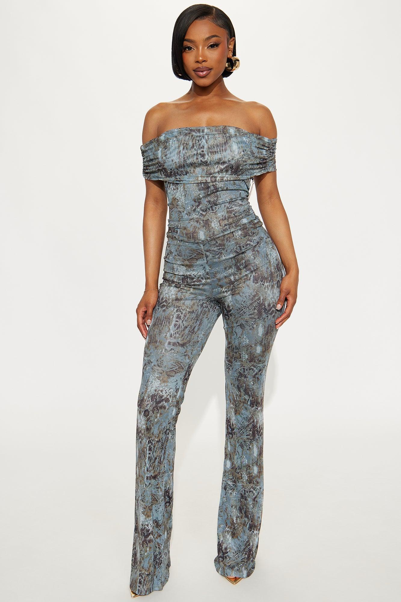 Ivy Animal Print Mesh Jumpsuit - Grey/combo Product Image