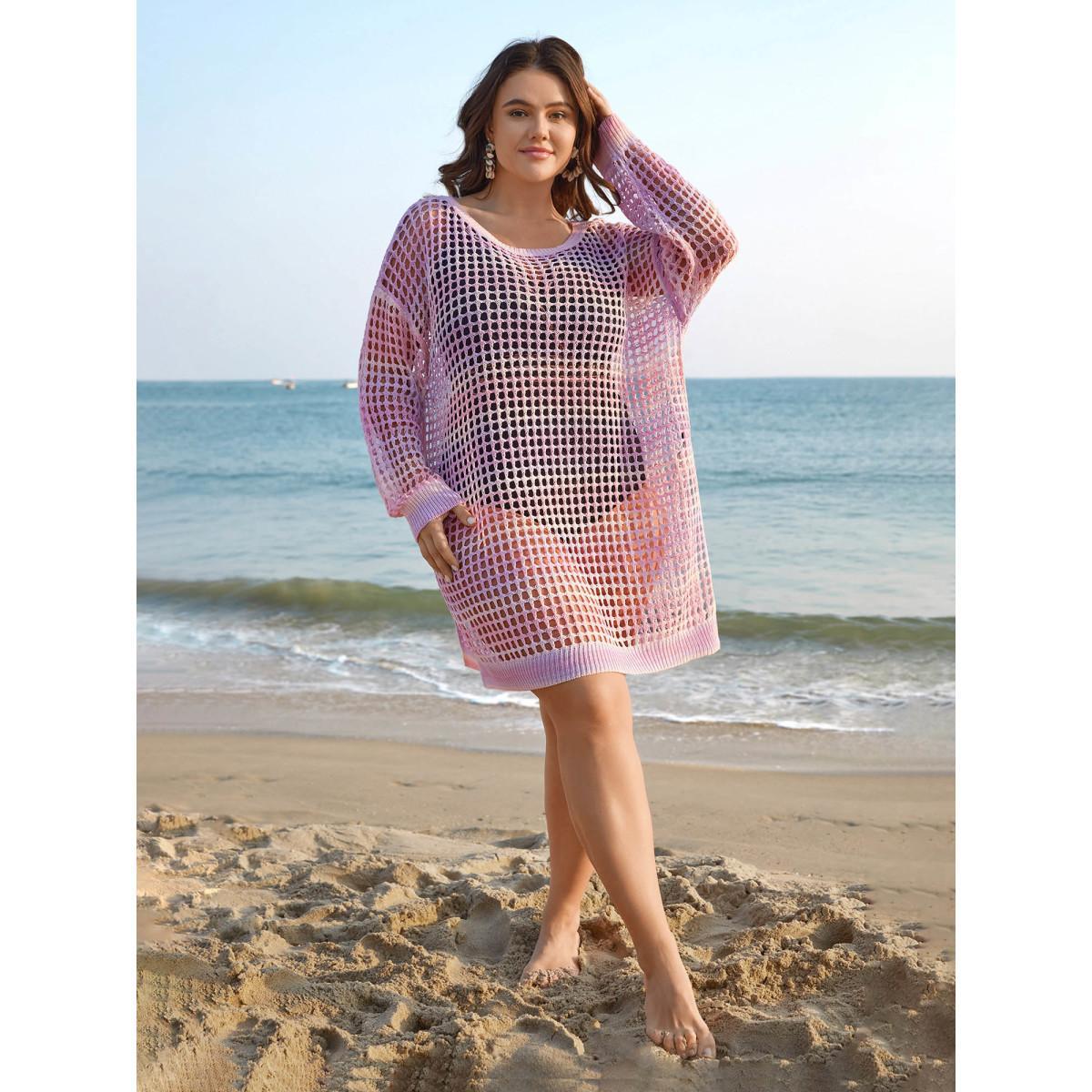 Plus Size Cut-Out Side Slit Flared Swim Cover-Up Women's Swimwear Multicolor Beach Loose Curve Swim Cover Ups BloomChic 30/6X Product Image
