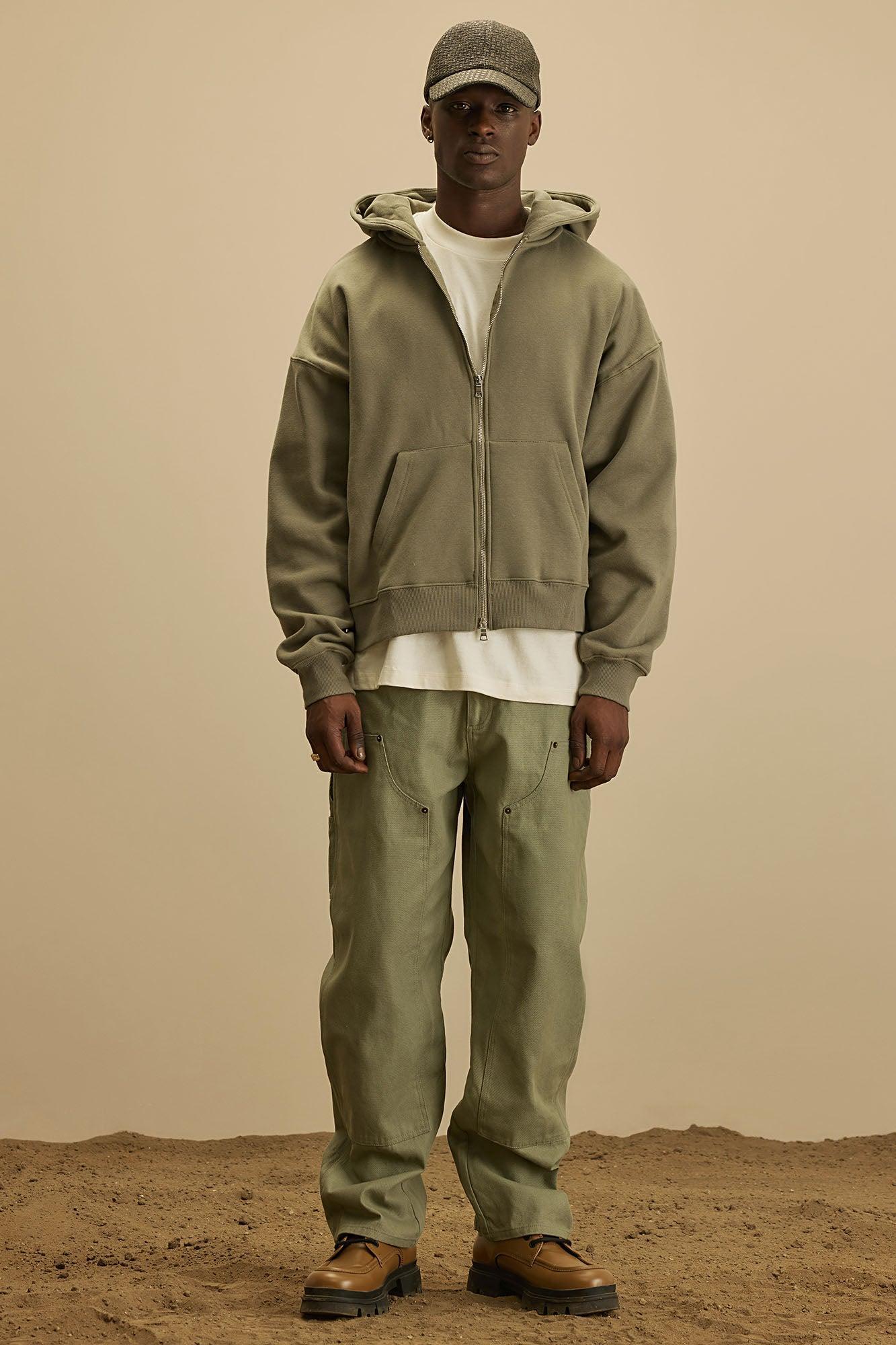 Tyson Oversized Heavyweight Zip Up - Olive Product Image