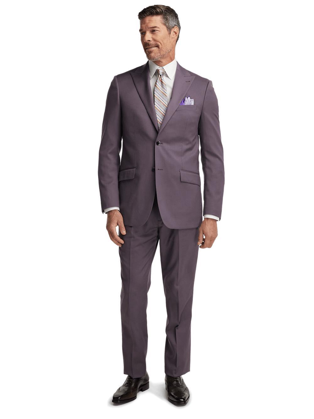 Wool Stretch Peak Lapel Suit - Slate Purple Product Image