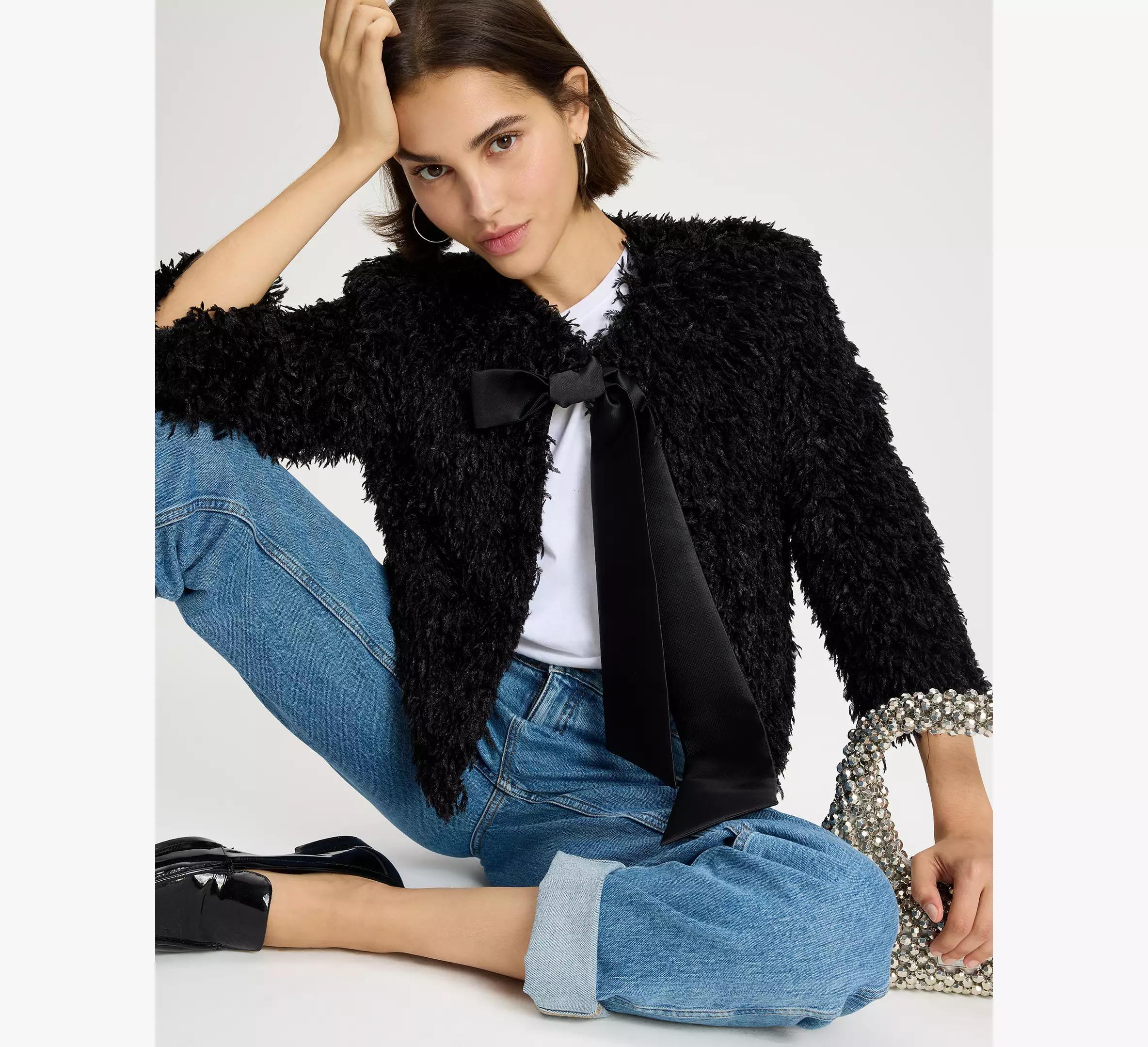 Faux Feather Bow Jacket Product Image