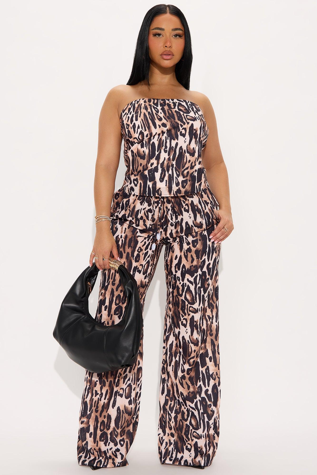Fierce Instinct Leopard Pant Set - Brown Combo Product Image