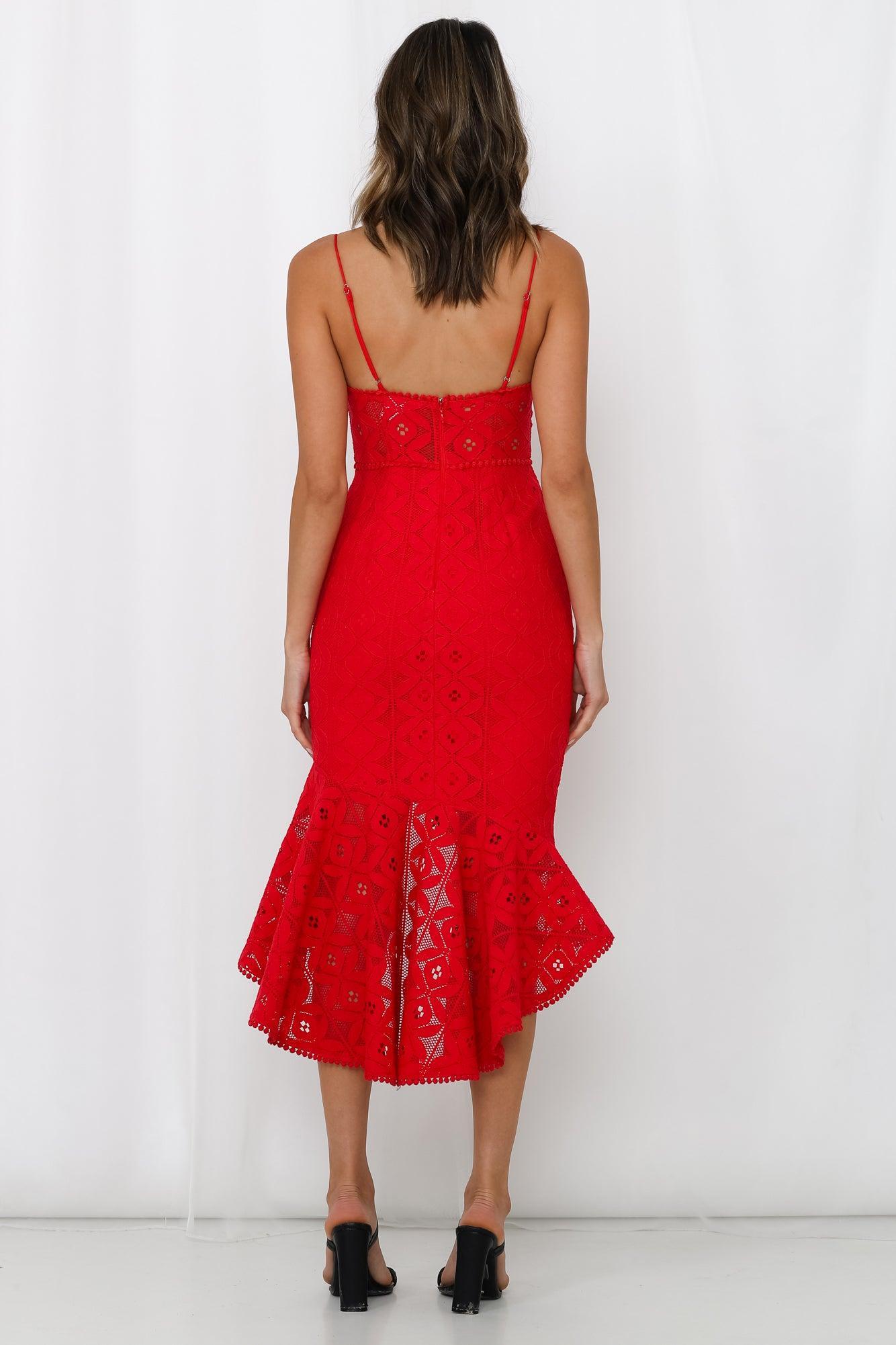 Back In The Habit Midi Dress Red Product Image