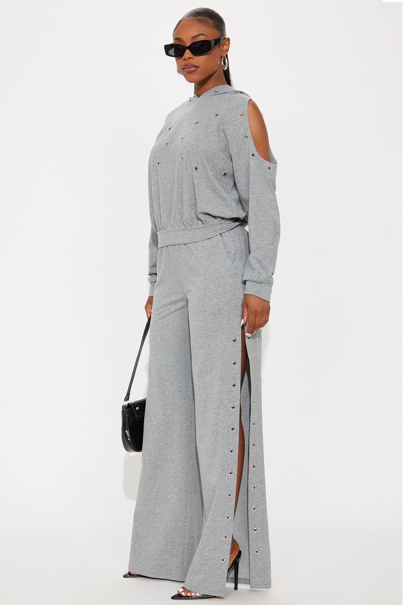 Giselle Grommet Pant Set - Heather Grey Product Image