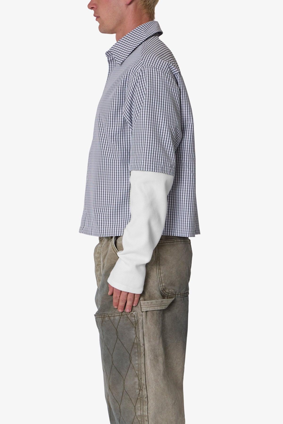 Poplin Thermal Cropped Shirt - Black/White Product Image