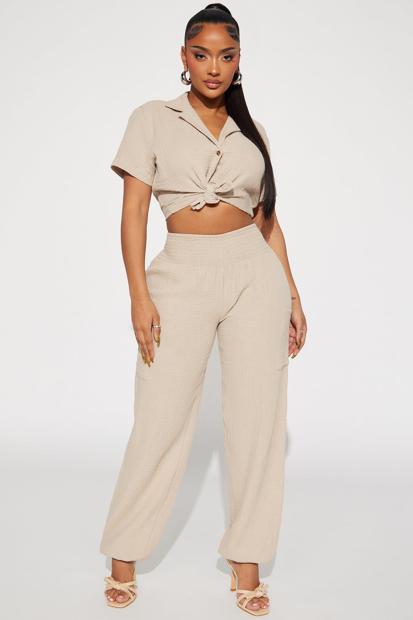 True Love Cargo Pant Set - Taupe Product Image
