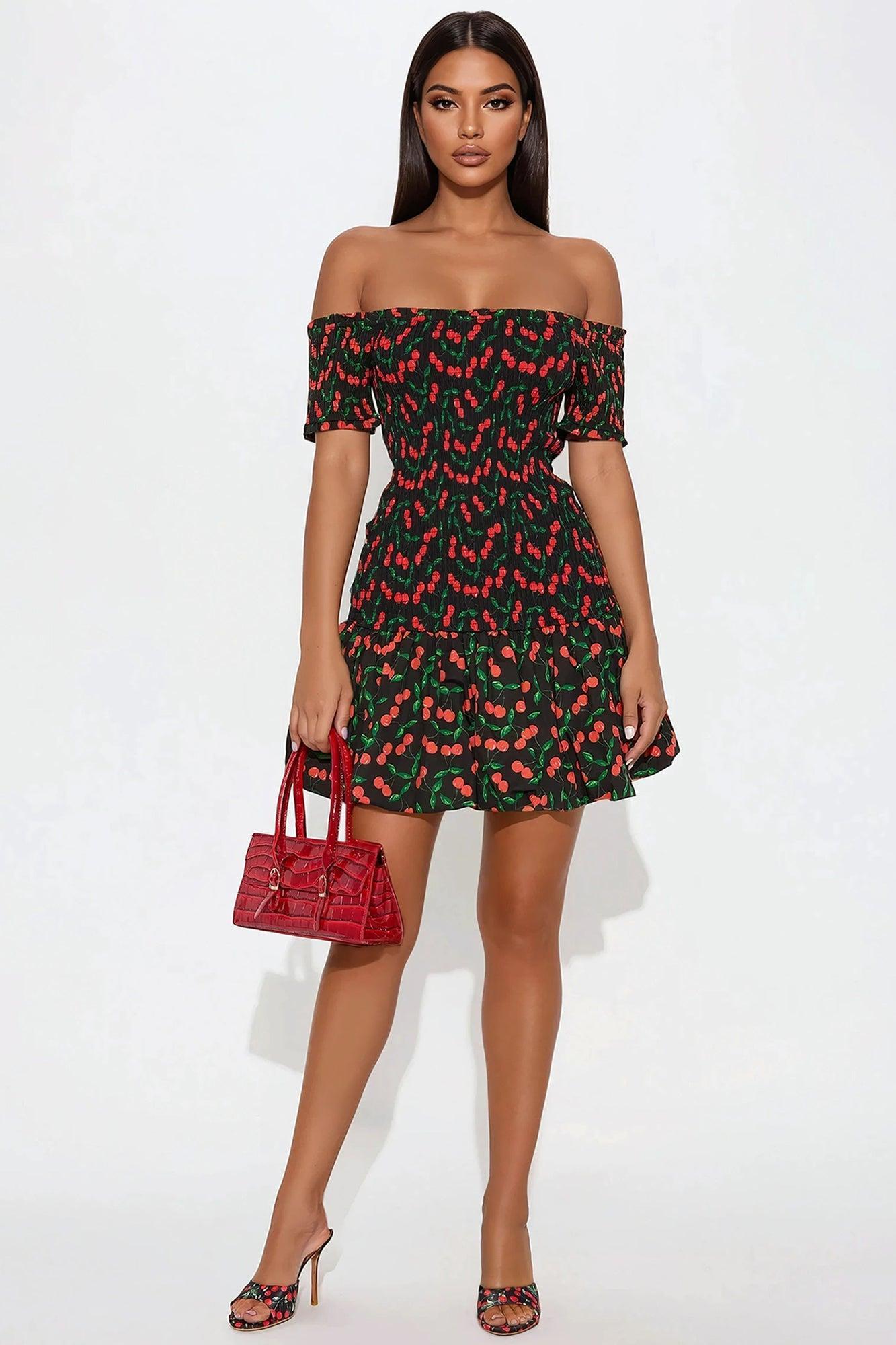 Sarah Smocked Mini Dress - Black/combo Product Image