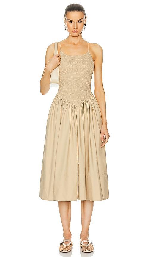 L'ACADEMIE By Marianna Armanda Poplin Midi Dress In Khaki Product Image