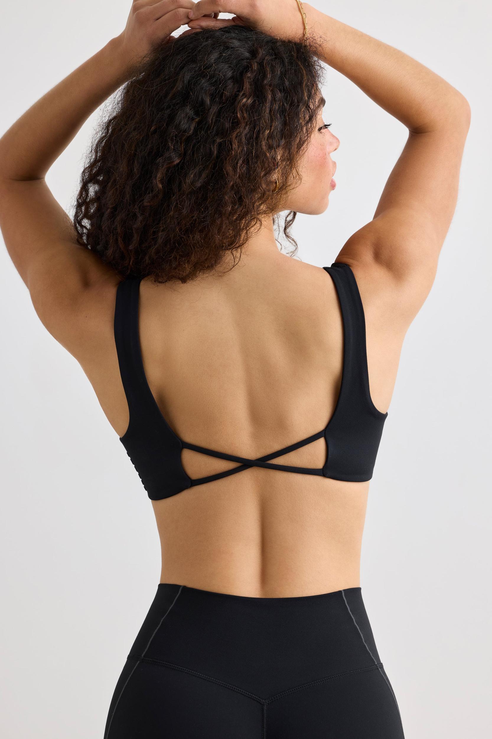 Soft Active V-Neck Sports Bra in Black Female Product Image