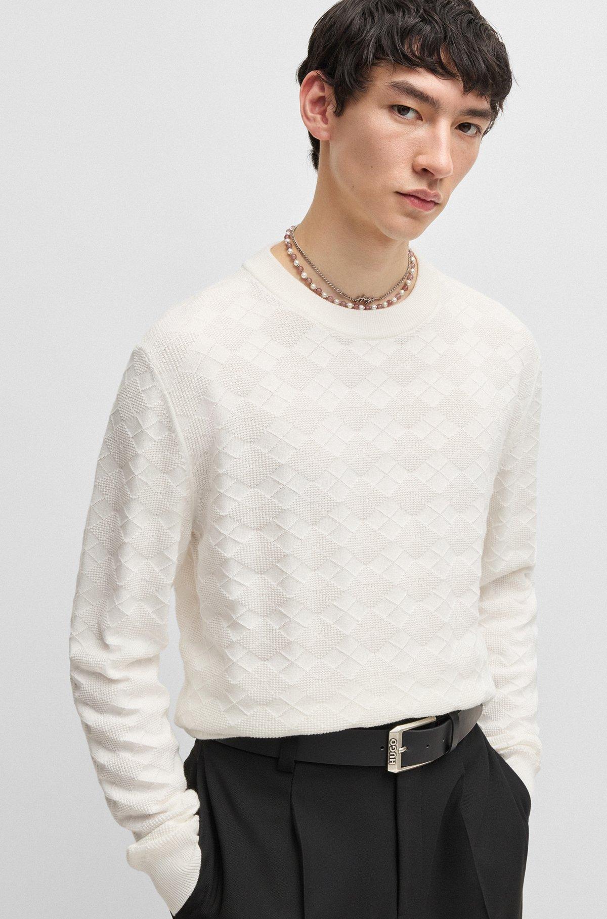Cotton sweater with tonal Argyle pattern Product Image