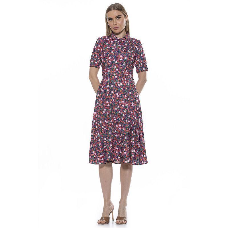 Women's ALEXIA ADMOR Emery Cap-Sleeve Fit & Flare Dress, Size: 10, Blush Floral Product Image