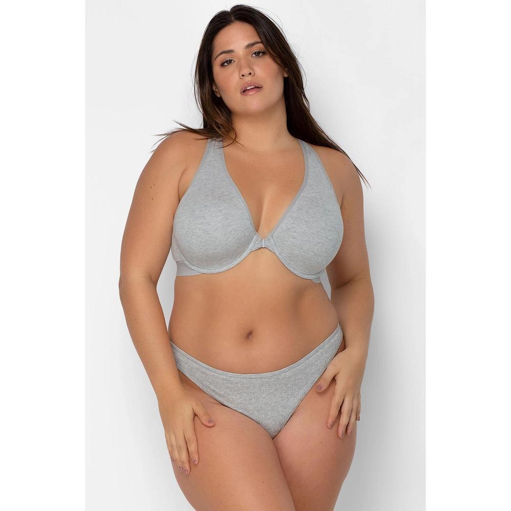 Smart & Sexy Women's Comfort Cotton Front & Back Close Racerback Bra Light Grey Hether 34B Product Image