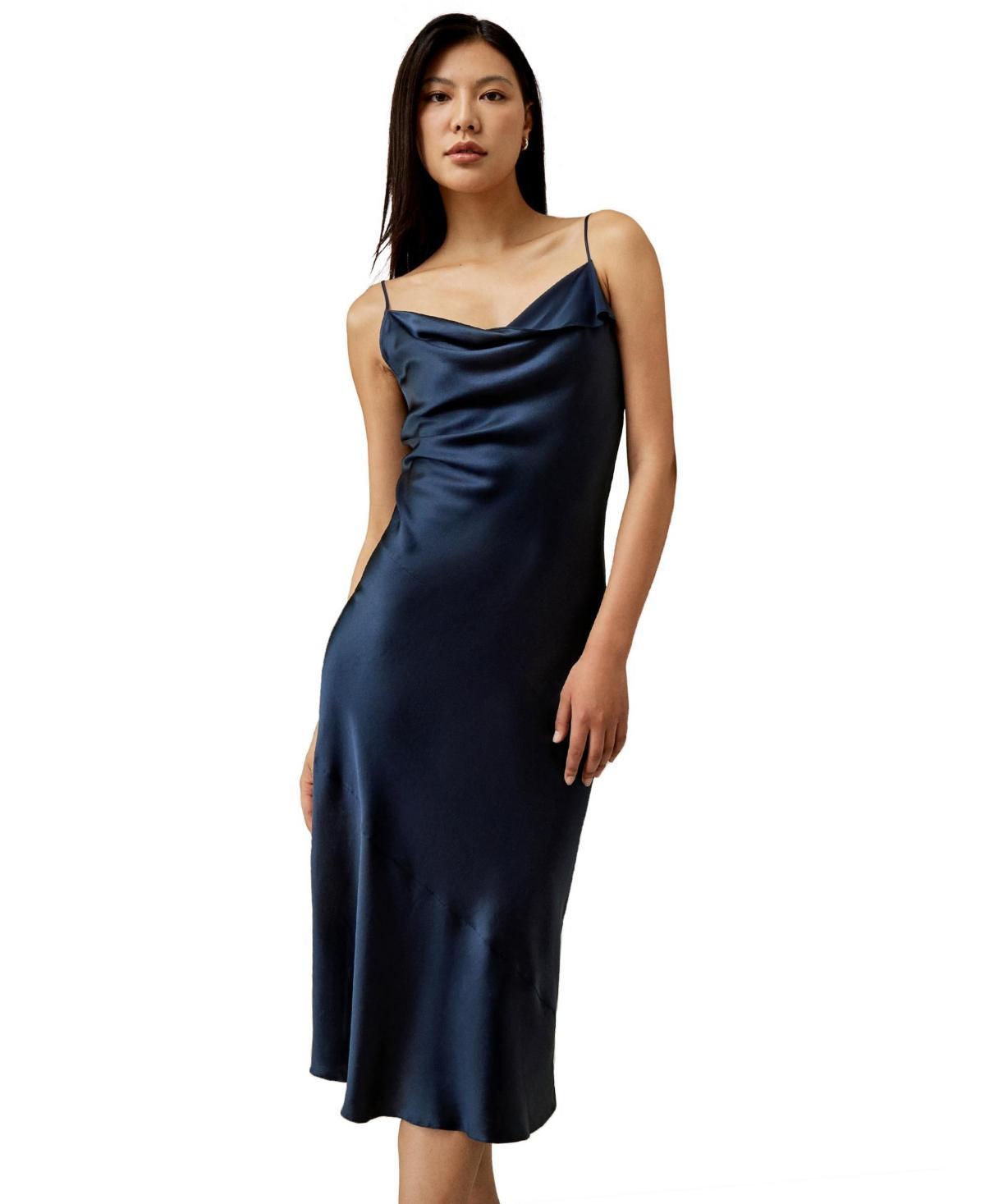 Lilysilk Womens Cowl Neck Oblique-layered Silk Dress for Women Product Image