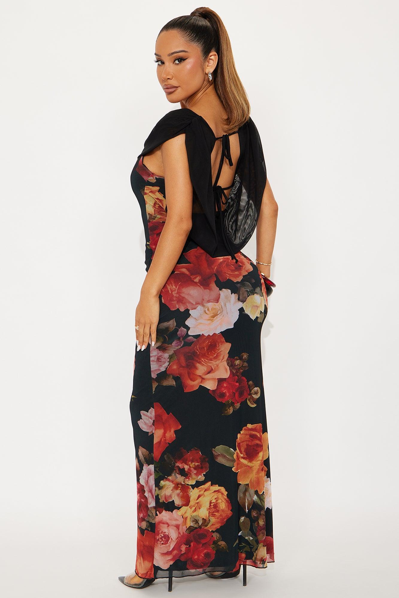 Karol Backless Mesh Maxi Dress - Black/combo Product Image
