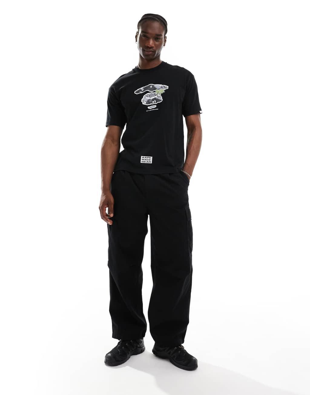 Aape By A Bathing Ape logo hiphop t-shirt in black Product Image