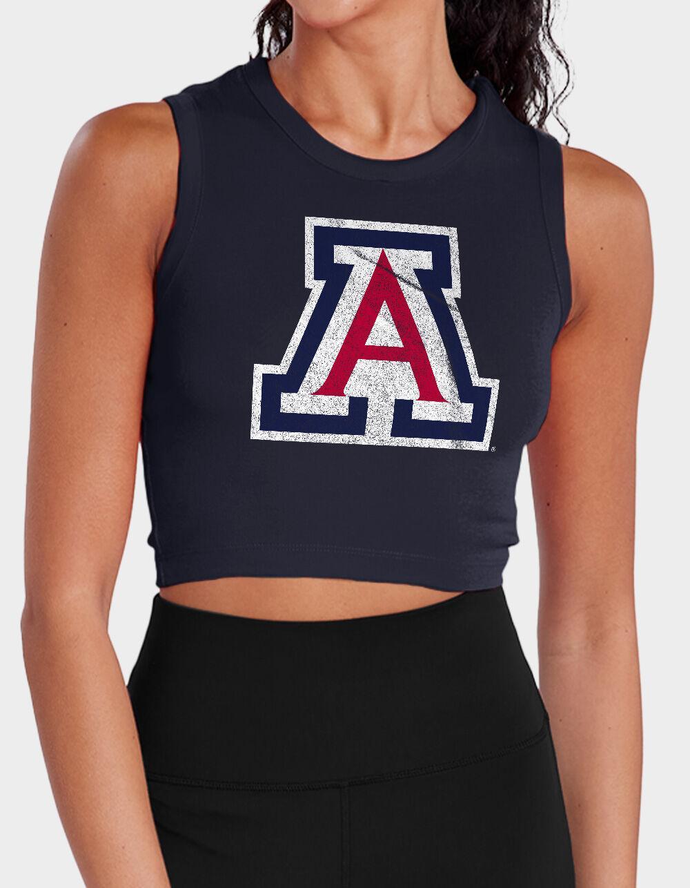 THE UNIVERSITY OF ARIZONA Distressed Primary Logo Womens Cropped Tank Top Product Image