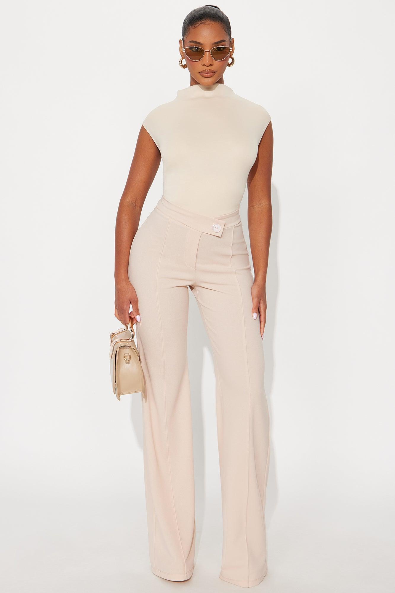 Tall Call It Even Wide Leg Dress Pants - Oatmeal Product Image
