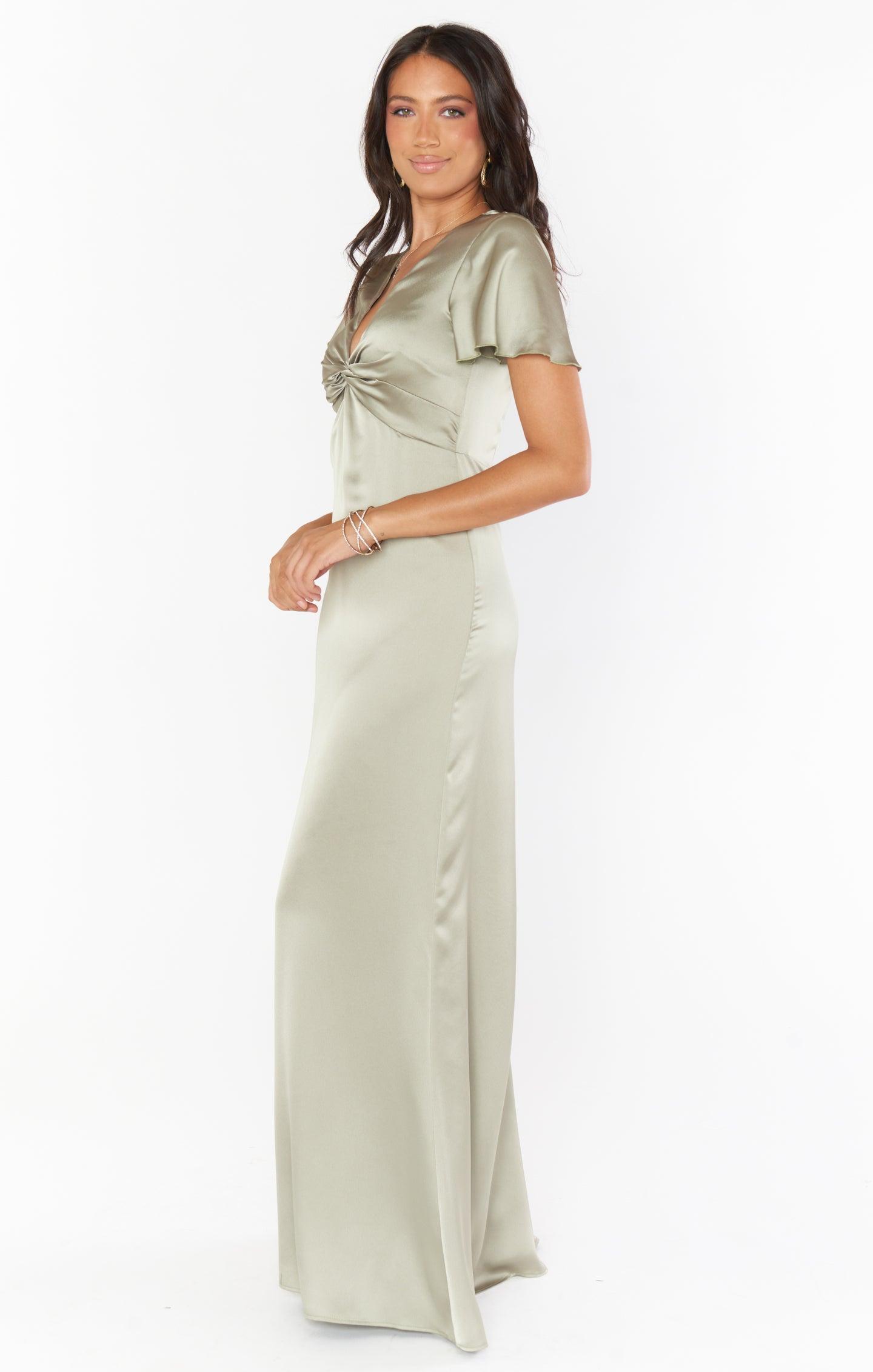 Rome Twist Gown ~ Moss Green Luxe Satin Product Image