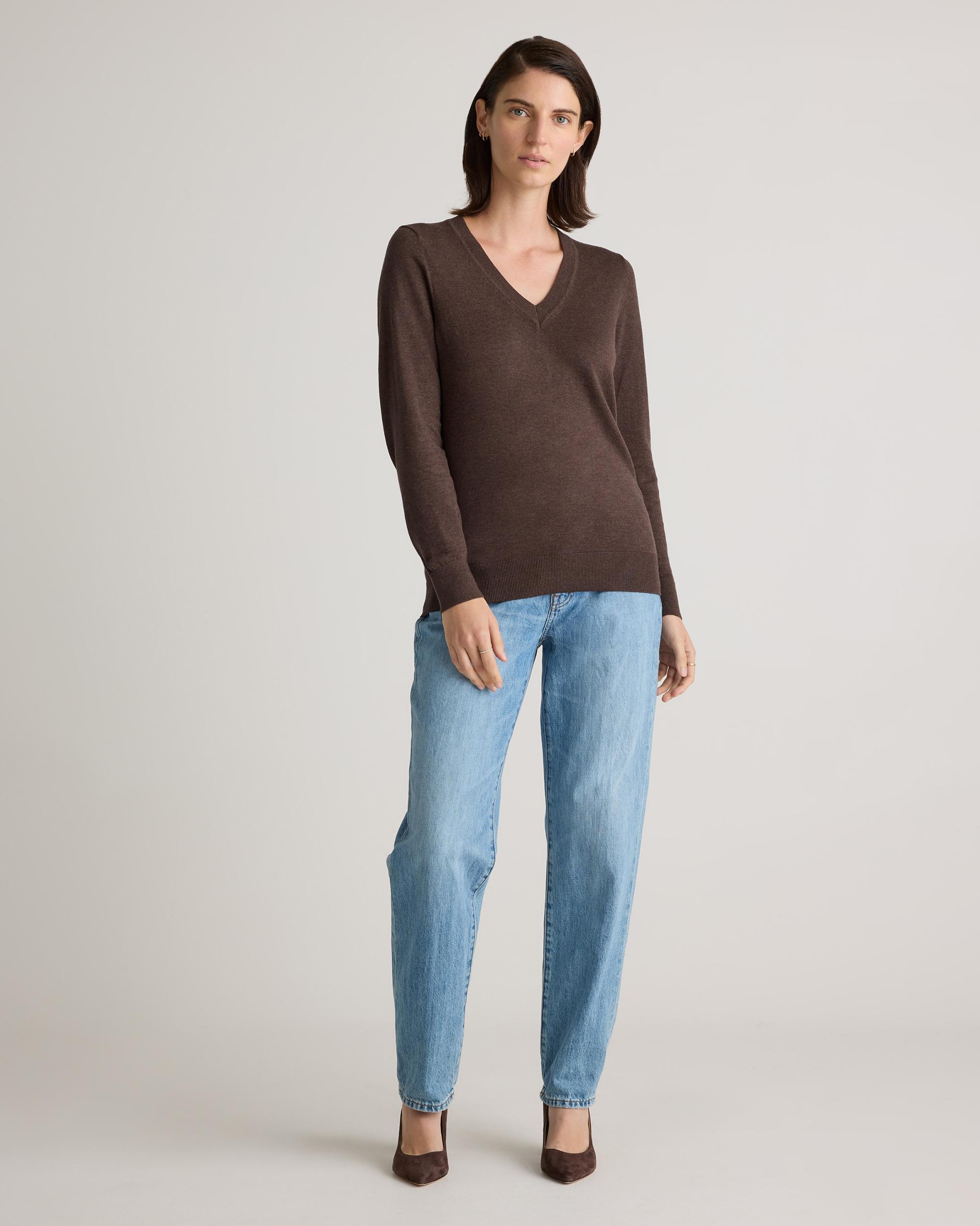 Quince | Women's Lightweight Cotton Cashmere V-Neck Sweater Size XL, Organic Cotton Product Image