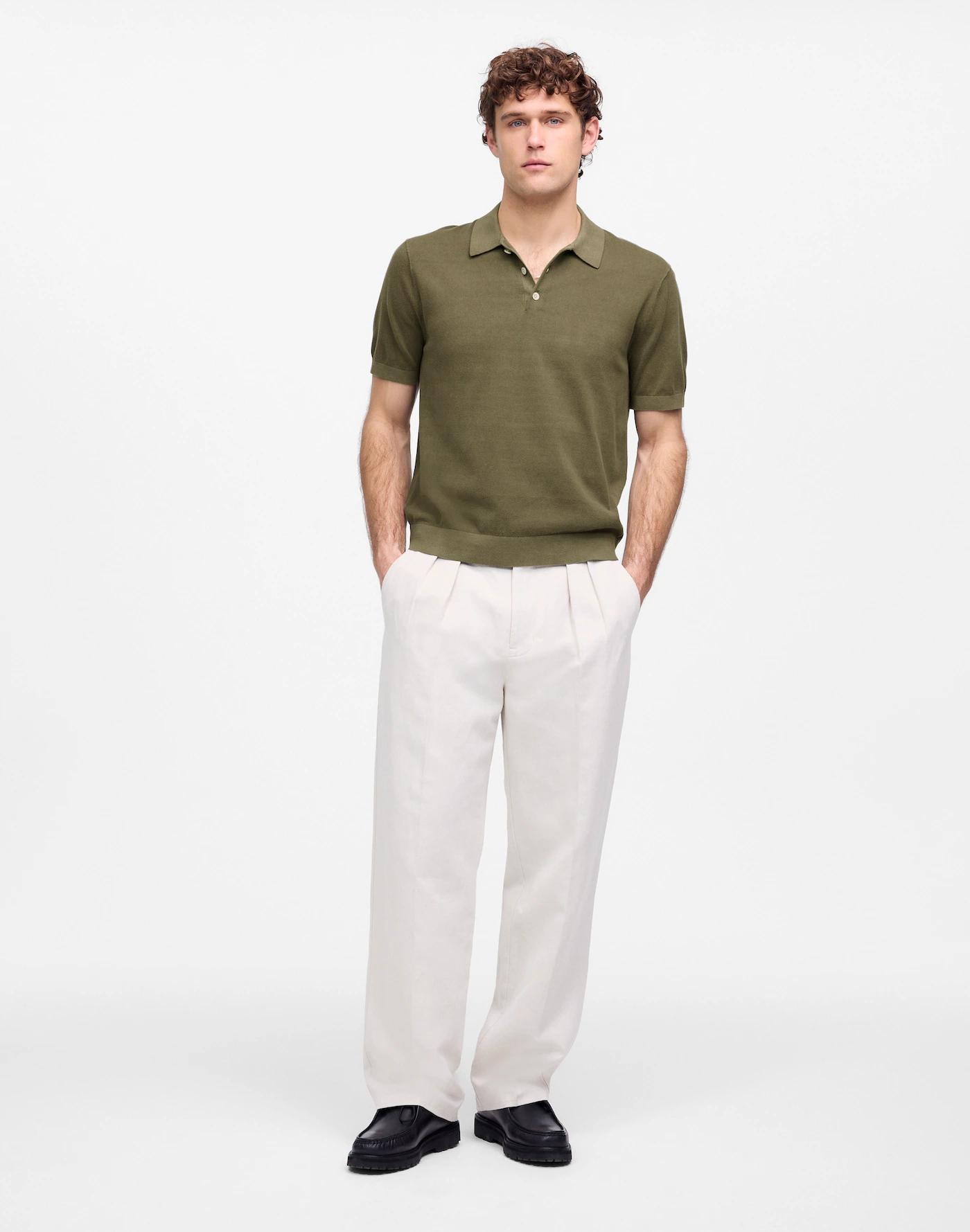 Three-Button Sweater Polo Shirt Product Image