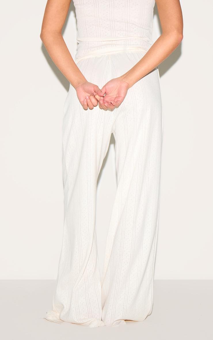 Petite Cream Pointelle Pajama Pants Product Image