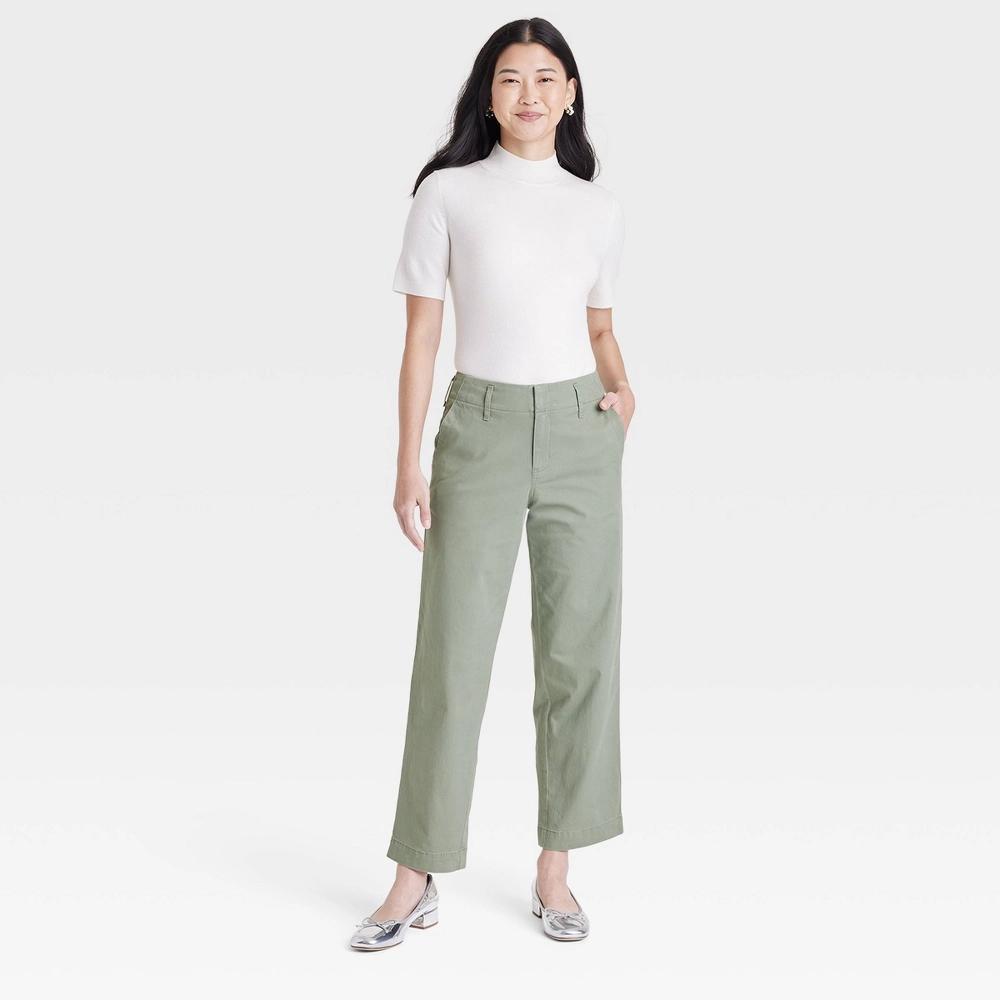 Womens High-Rise Straight Ankle Chino Pants - A New Day Olive 2 Product Image