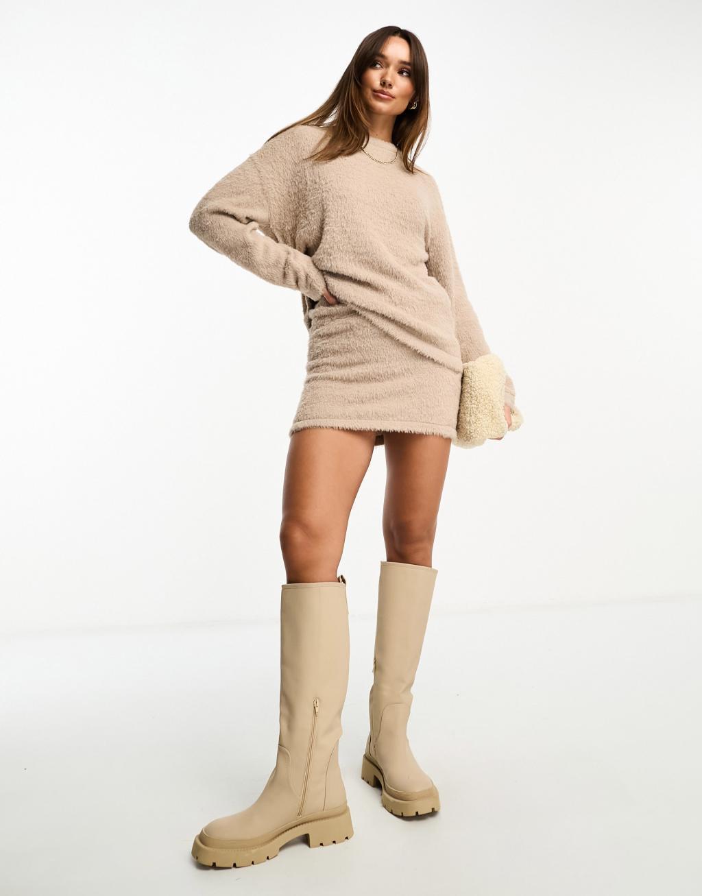 ASOS DESIGN fluffy column mini skirt Product Image