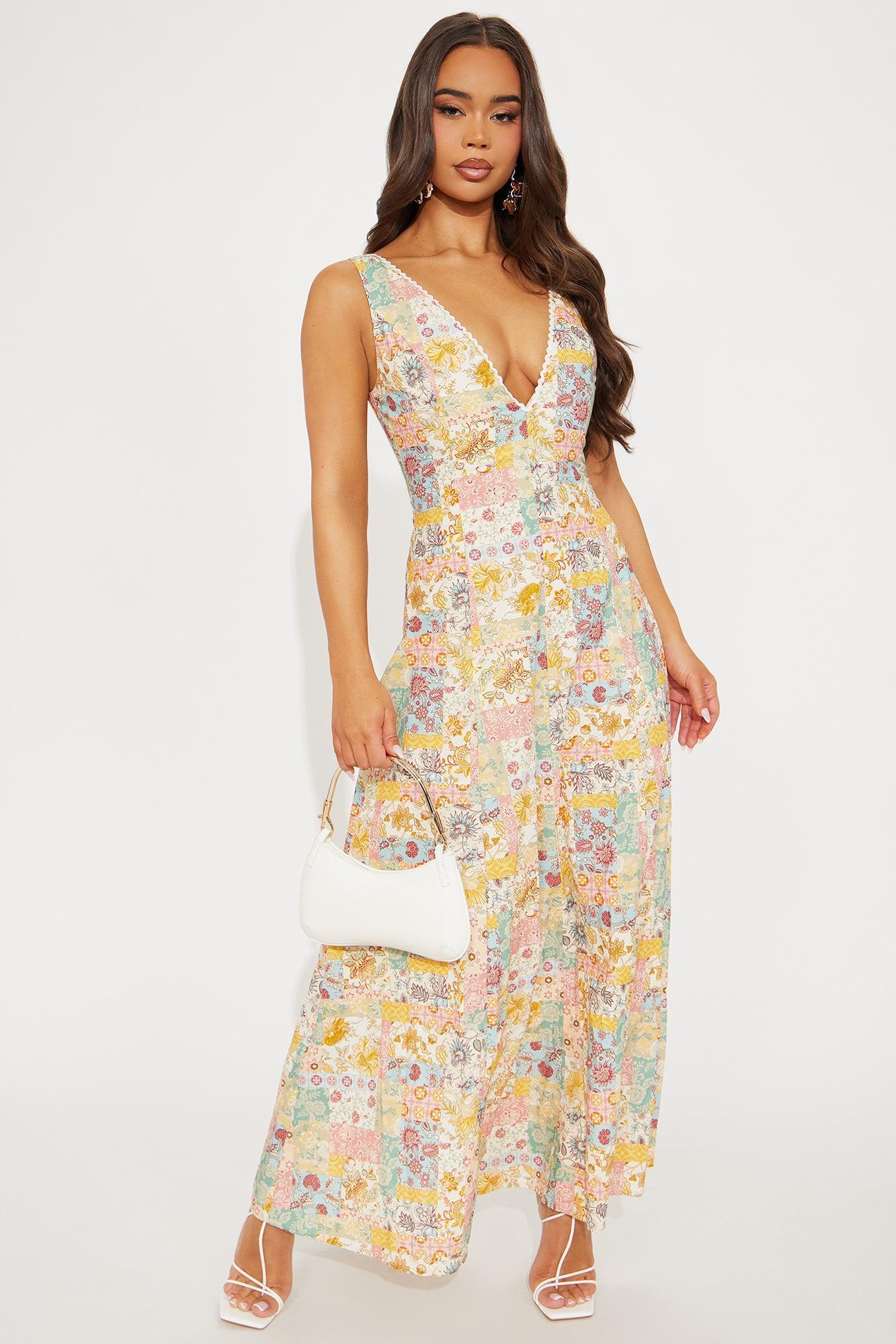 Sarah V-Neck Maxi Dress - Multi Color Product Image