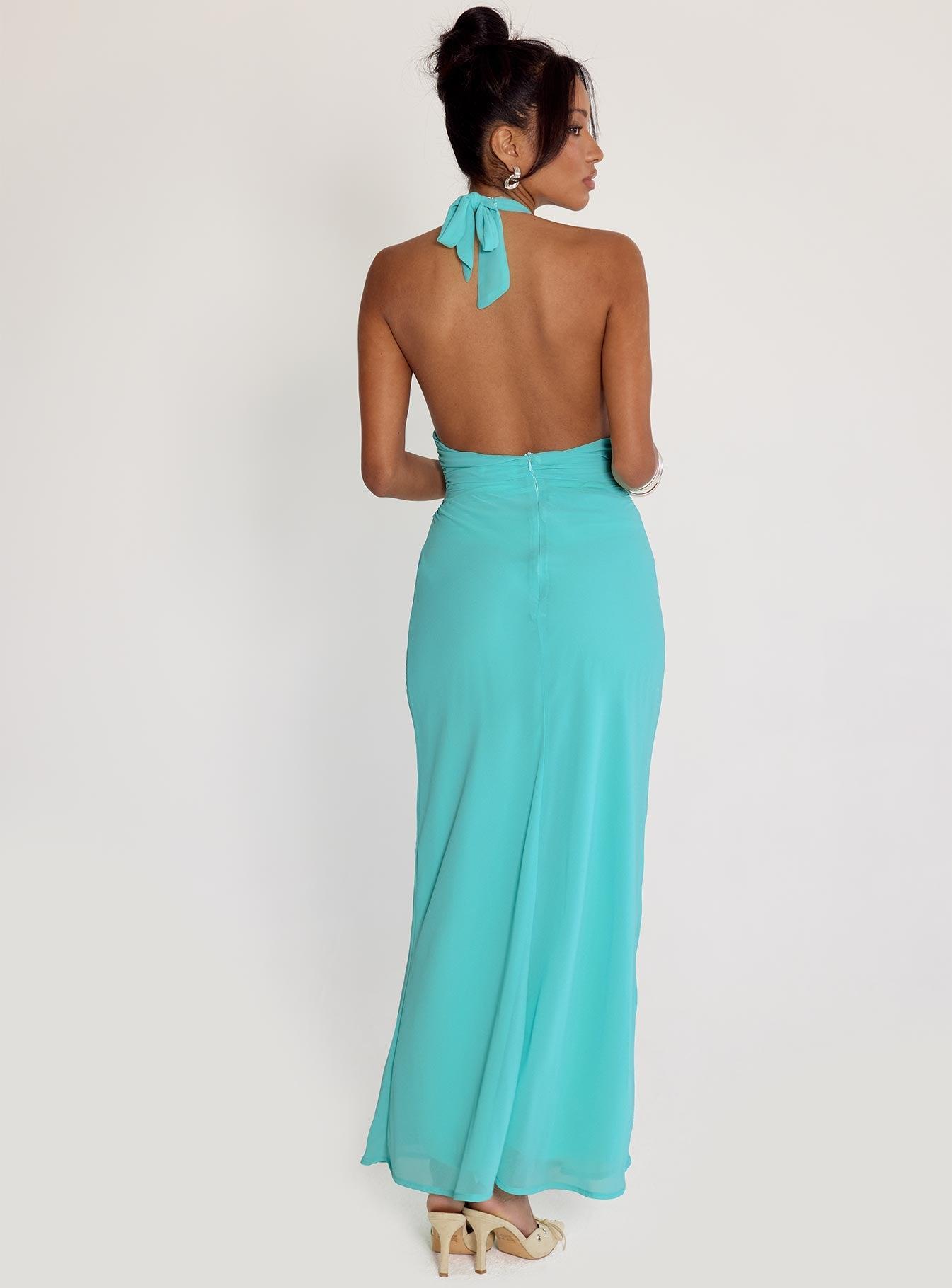 Destina Plunge Maxi Dress Aqua Product Image