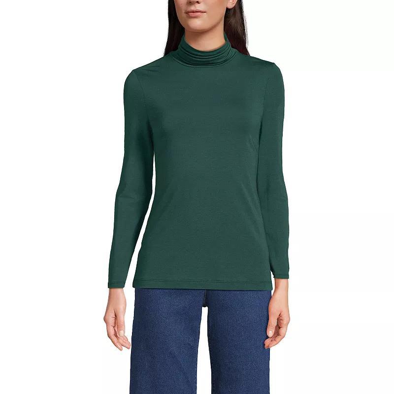 Women's Lands' End Lightweight Fitted Turtleneck, Size: Large, Pink Fog Product Image