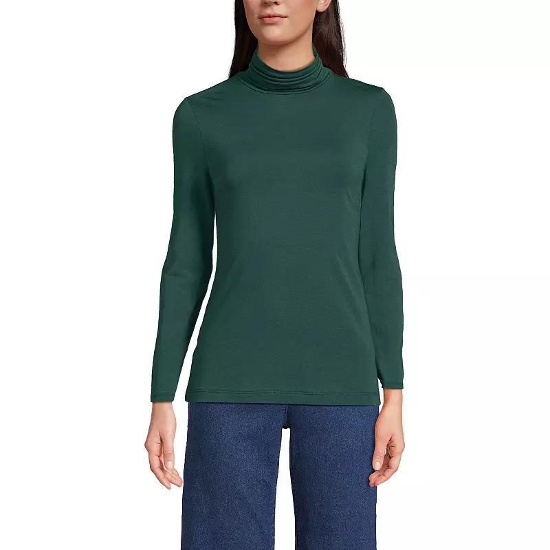 Women's Lands' End Lightweight Fitted Turtleneck, Size: Large, Pink Fog Product Image