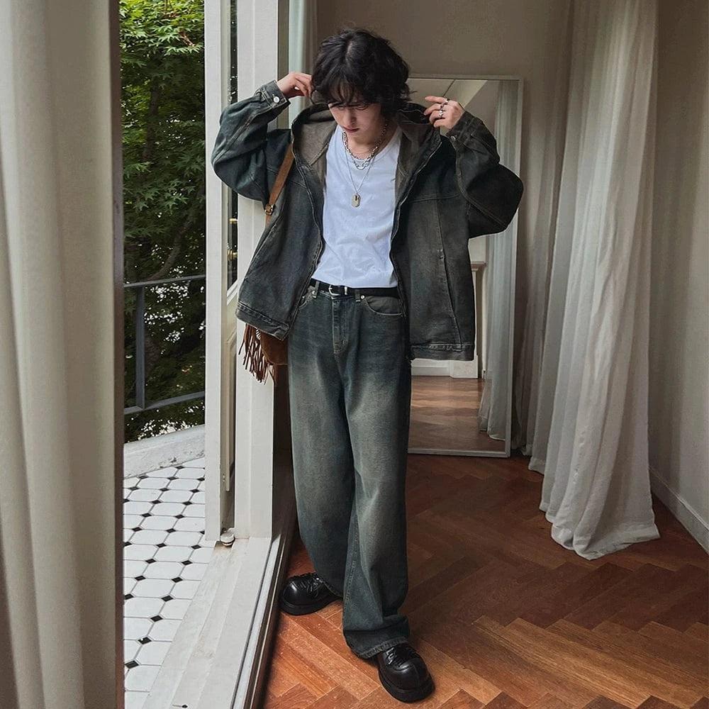 RT No. 18530 BLUE HOODED DENIM JK & RELAX JEANS Product Image
