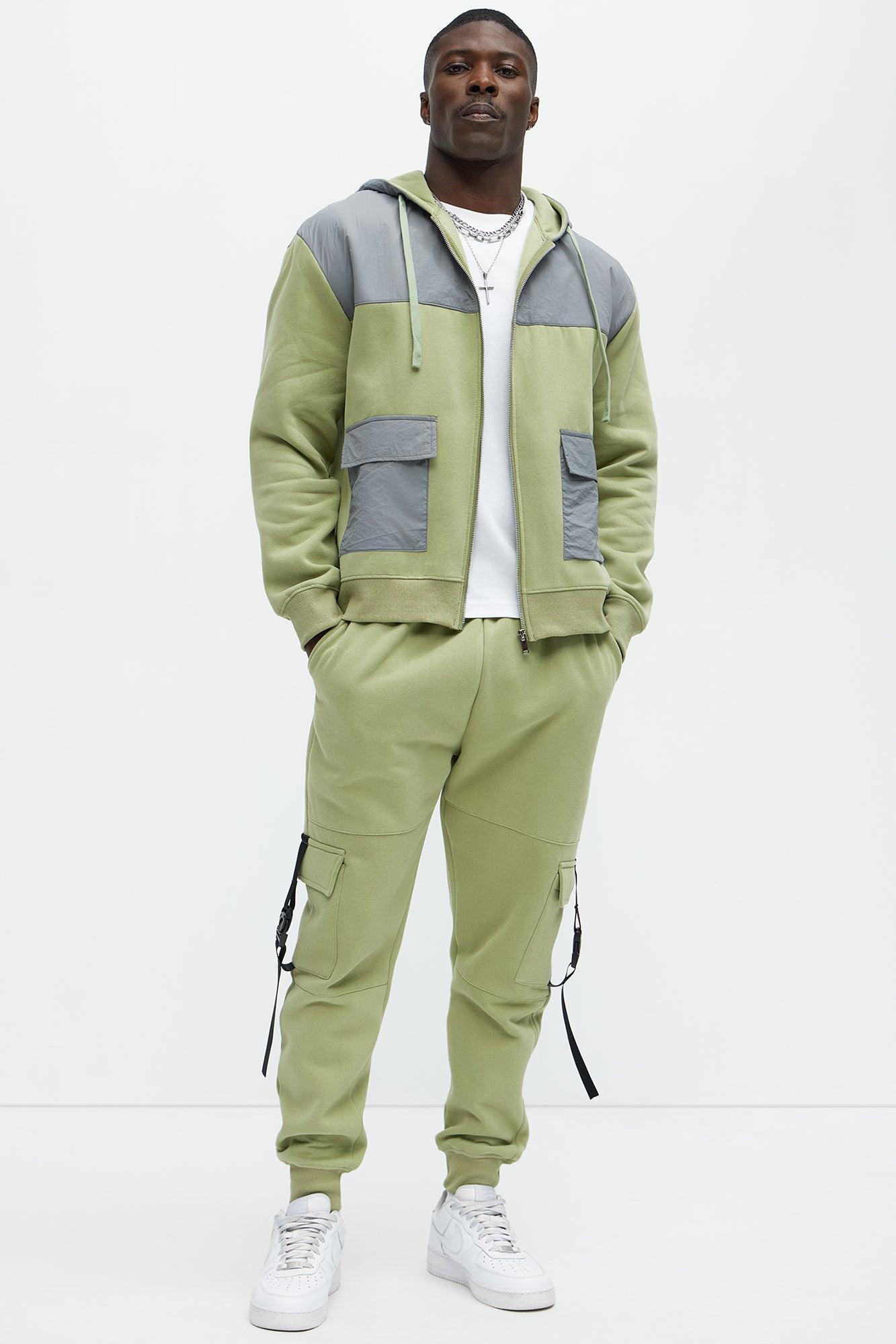 Diamond Zip Up Hoodie - Olive Product Image