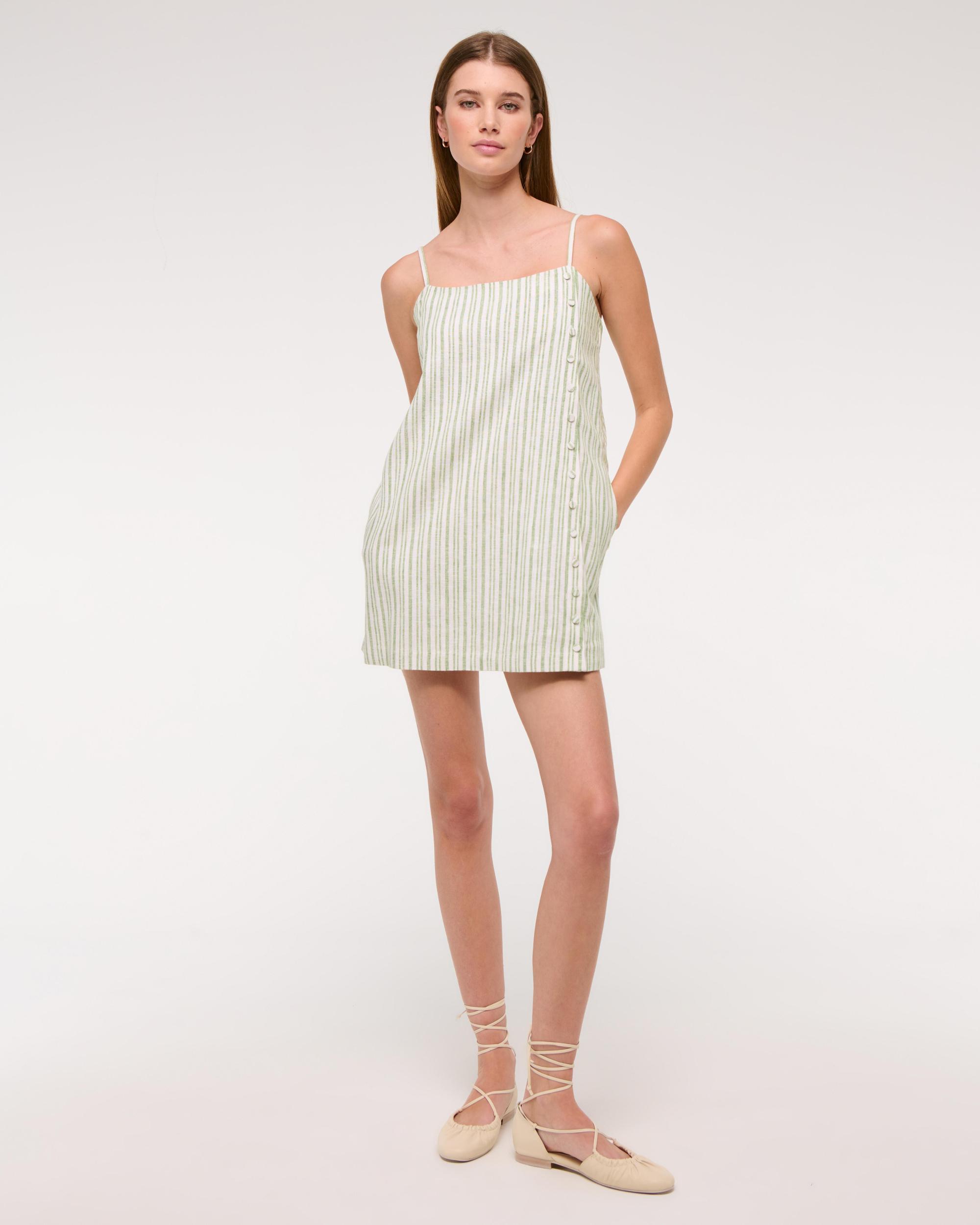 Linen-Blend Button Skort Product Image