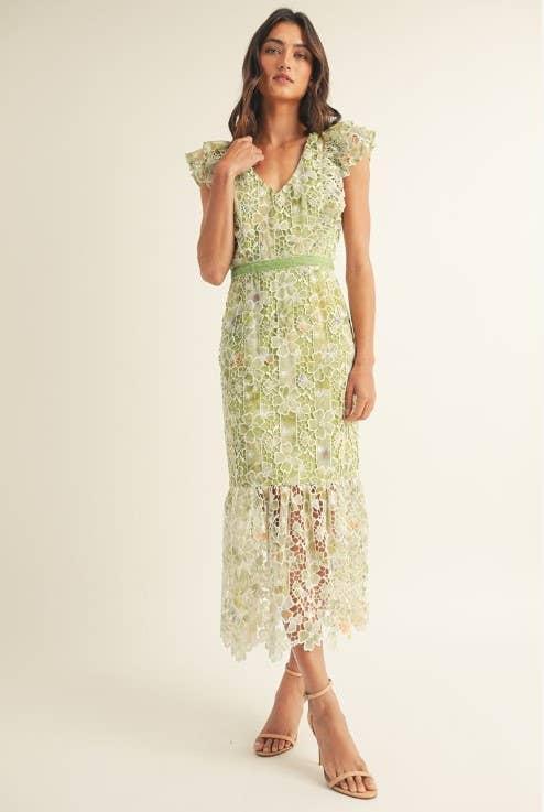 Crochet Lace Sleeveless Midi Dress Product Image