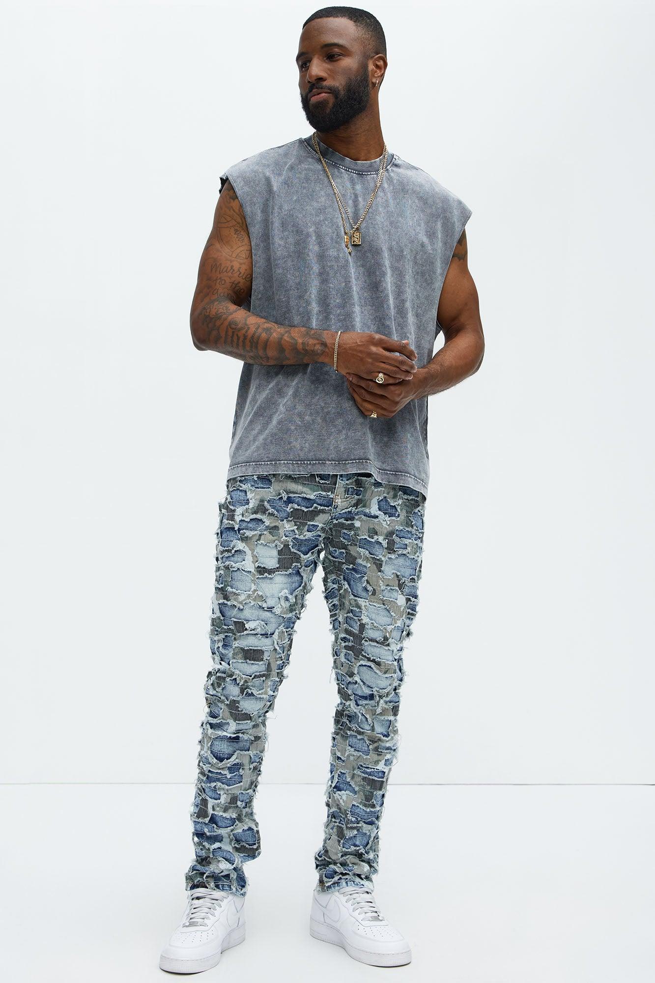 Eddie Vintage Shredded Slim Jeans - Medium Wash Product Image