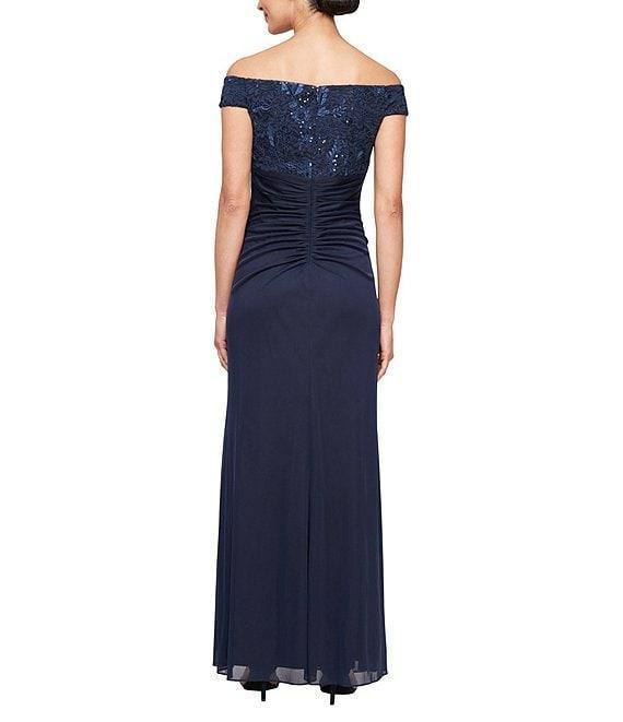 Alex Evenings Embroidered Lace Off the Shoulder Short Sleeve Gown Product Image