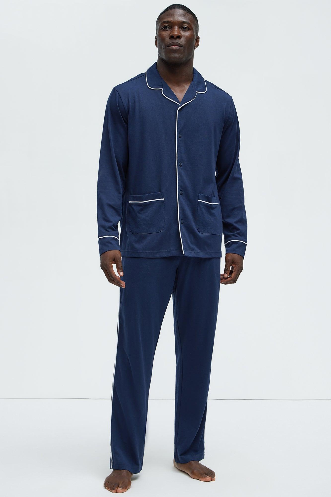 Modern Relaxed Pajama Long Sleeve - Navy Product Image