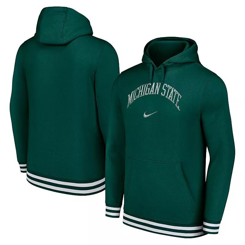 Mens Nike Michigan State Spartans DistressedSketch Retro Fitted Pullover Hoodie Product Image