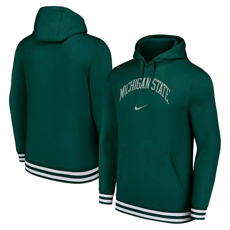 Mens Nike Michigan State Spartans DistressedSketch Retro Fitted Pullover Hoodie Product Image