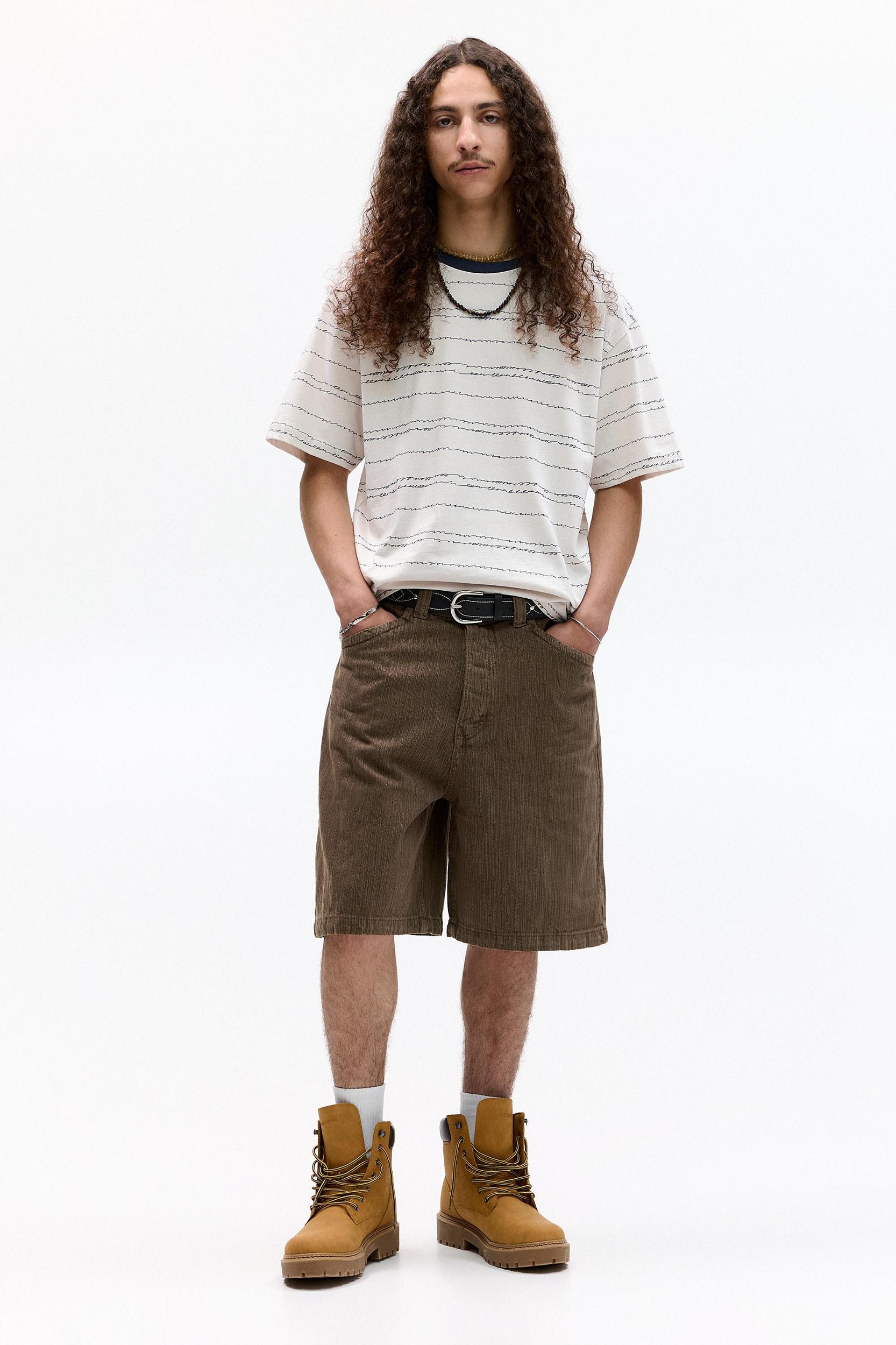 Striped T-shirt with contrast collar Product Image