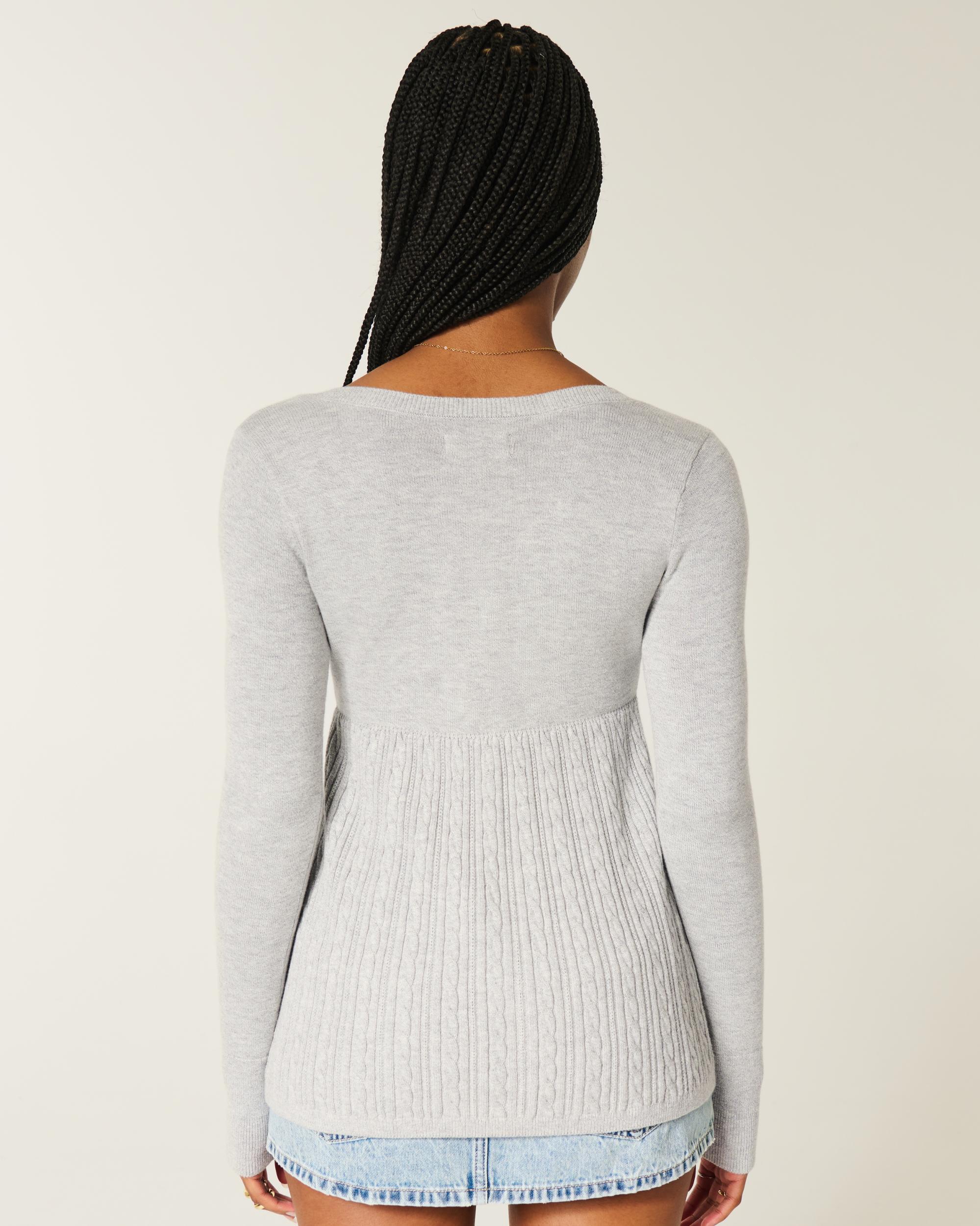 Easy Long-Sleeve Square-Neck Babydoll Sweater Product Image