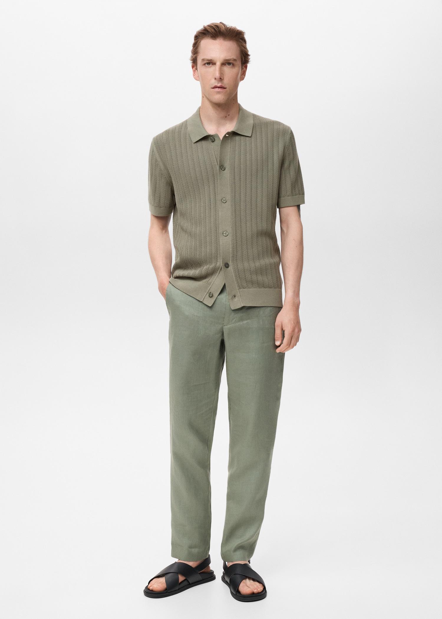 100% cotton shirt structure - Men | MANGO USA Product Image