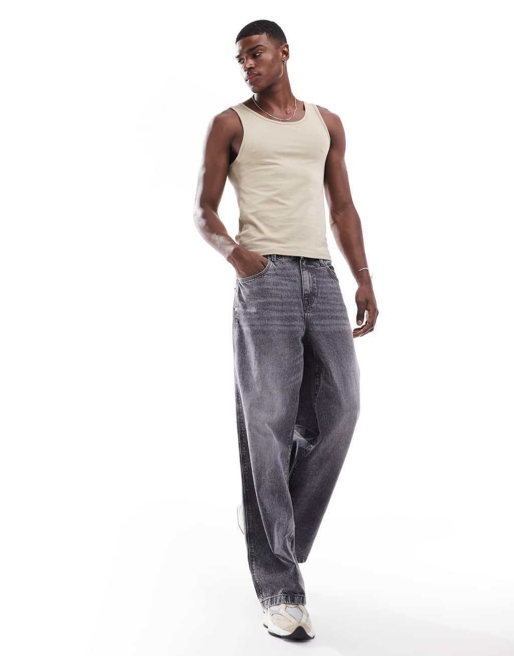 ASOS DESIGN muscle fit tank top in stone Product Image