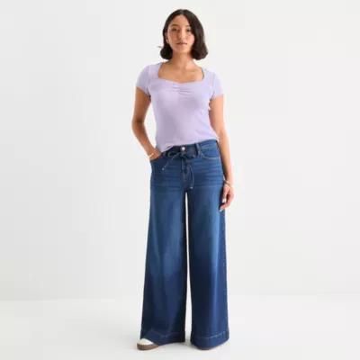 a.n.a Womens Sweetheart Neck Short Sleeve T-Shirt Product Image