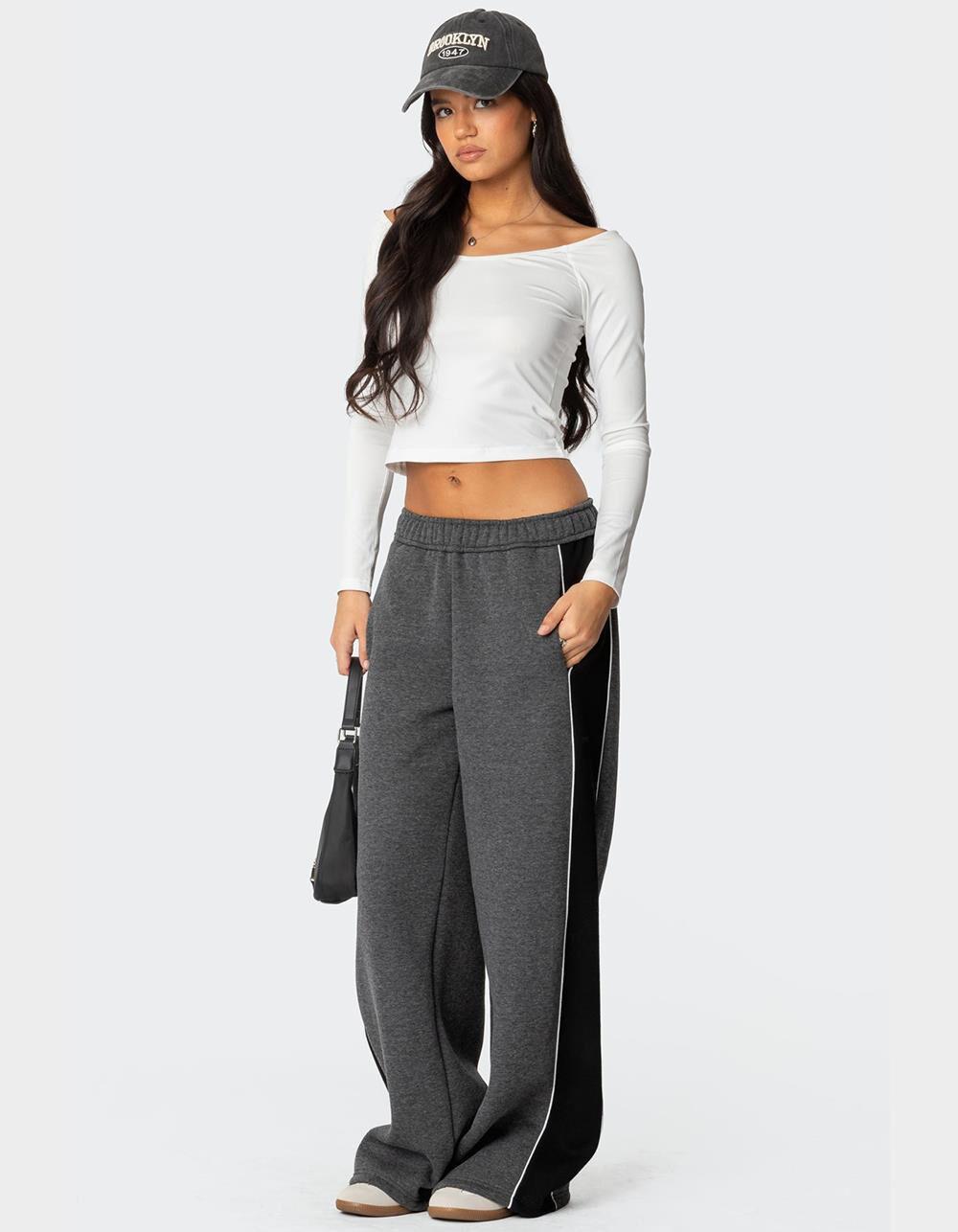 EDIKTED Contrast Panel Sweatpants Product Image