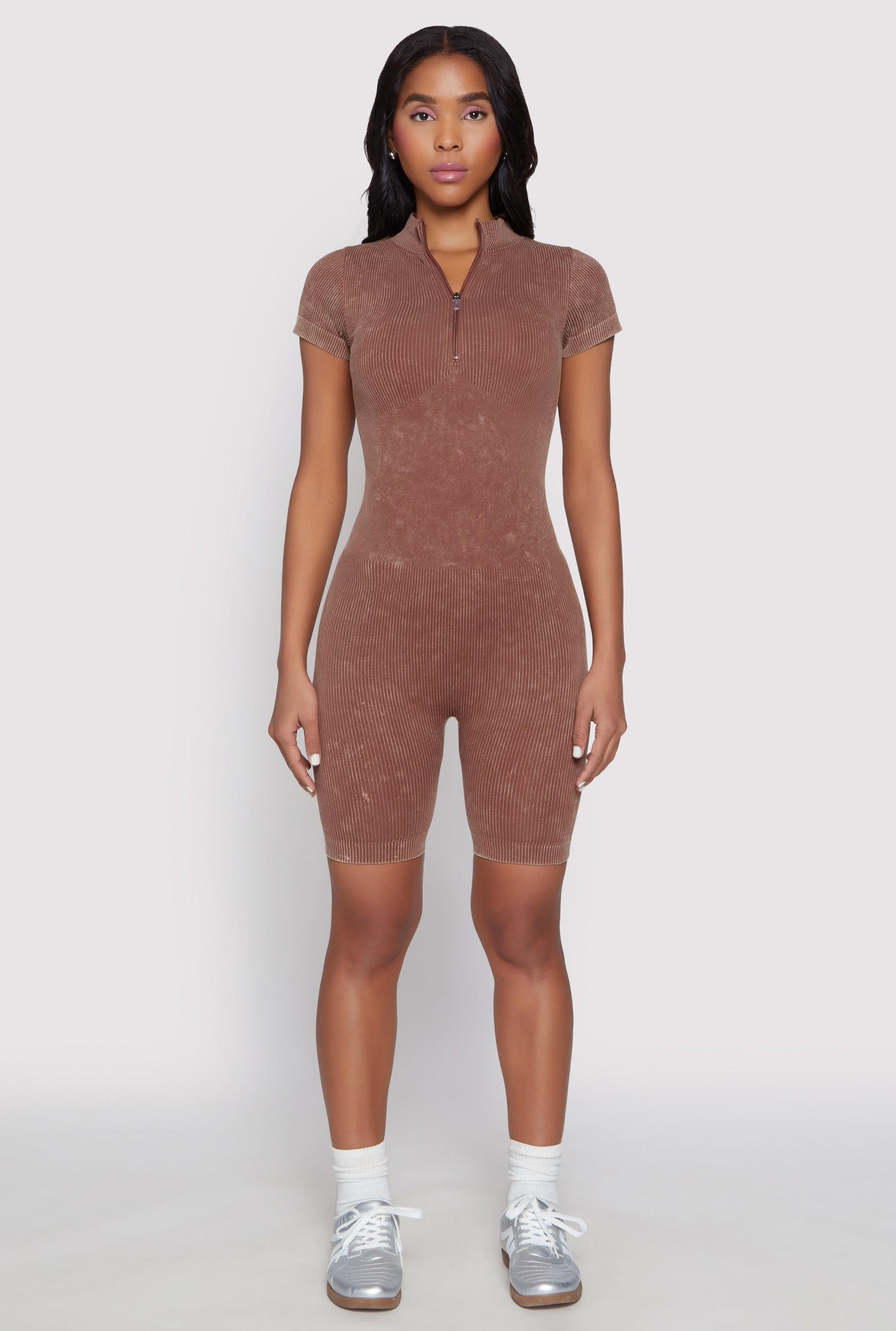 Womens Acid Wash Biker Romper Product Image